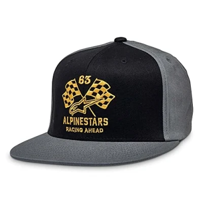 Image de Alpinestars, Double Check Flatbill Hat, Casquette De Baseball, Noir/Charbon/Jaune, LXL, Homme