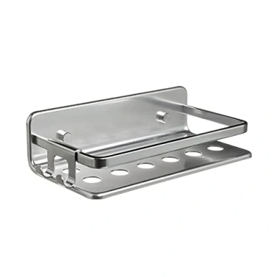 Image de TATAY 2 Pack Panier de Douche d&#039;angle la Collection Serenity, en Aluminium, Couleur Chromé, Dimensions 20 x 5.5 cm