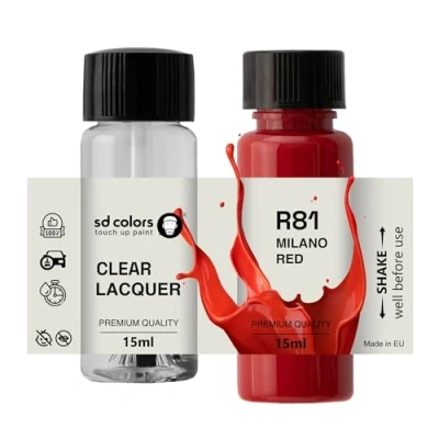 Image de SD COLORS Peinture de retouche Milano Red R81 15 ML Pinceau réparation pour rayures Code couleur Rouge (peinture + laque)