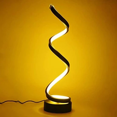 Image de ELINKUME Dimmable LED Spirale Lampe de Table 12W Protection des Yeux Courbe Chevet (Noir blanc chaud)