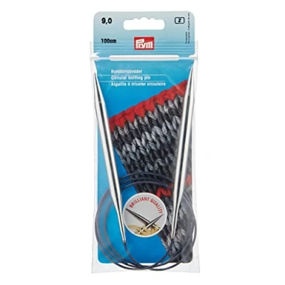Image de Prym Aiguilles à Tricoter circulaires MS 100 cm 9 mm Argenté, Laiton