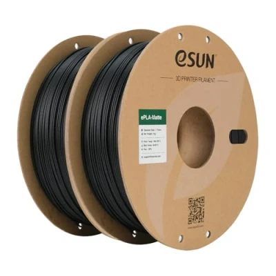 Image de eSUN Amélioré PLA Mat Filament 1.75mm, Imprimante 3D Matte, 1KG par Bobine,2 Bobines de d&#039;impression pour 3D, Noir Profond+Noir Profond