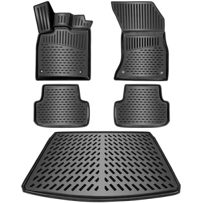 Image de ELMASLINE Lot de tapis en caoutchouc 3D et bac coffre pour Renault Twingo électrique à partir 2020 Z.E. Accessoires sol