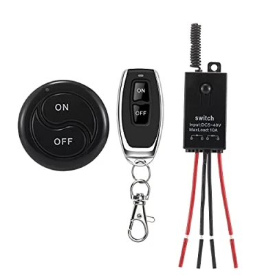 Image de dstfuy Mini Interrupteur d&#039;éclairage sans fil,DC 5V 48V/10A télécommandé avec une longue portée de 328FT pour plafonniers,lampes,champs contrôle