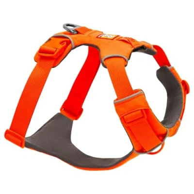 Image de RUFFWEAR Harnais pour Chien Front Range, réglable, Confortable et rembourré, 2 Attaches la Laisse, Fixation renforcée Anneau en V métal Solide, Blaze Orange, XXS