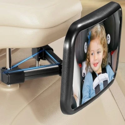 Image de Vinabo Miroir Voiture Bébé, Version Améliorée Rétroviseur Bébé avec Clip à Crochet, de Poussette Anti dropout, Sécurité, 360 Rotation Essentiel pour Jeunes Parents