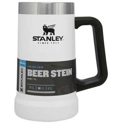 Image de Stanley Adventure Vacuum Stein 0.7L Polar White Garde votre bière fraîche jusqu’à 7 heures Chope en acier Inoxydable avec poignée Passe au lave vaisselle