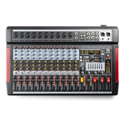 Image de Power Dynamics PDM T1204 Console de Mixage 12 Canaux avec Streaming Bluetooth, Egaliseur Graphique 7 Bandes, MP3, Sortie USB, Casque Jack 6,35mm, Idéal pour Studio d&#039;Enregistrement