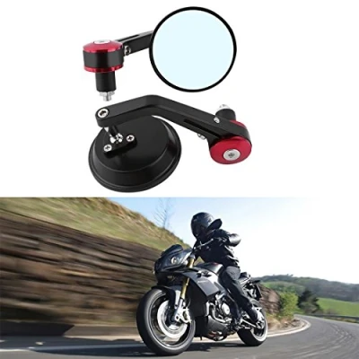 Image de KATUR Universal Motorcycle Rearview Mirror Red Style rétro Vue latérale arrière Miroir Moto Guidon Fin Miroirs pour 7/8&quot; guidons 22mm Fits H Onda S uzuki Y amaha Arley D avidson