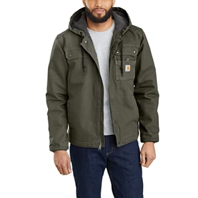 Image de Carhartt Veste de Travail en Toile Lourde délavée avec Doublure Sherpa Coupe décontractée Relaxed Fit Washed Duck Lined Utility Jacket, Verre Mousse, S Homme