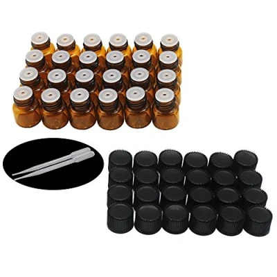 Image de Yizhao Flacon Echantillon Huile Essentielle Vides 1ML, Fiole en Verre Amber avec [Réducteurs d&#039;Orifice], pour Massage, Aromathérapie, Bouteille de Laboratoire 24Pcs