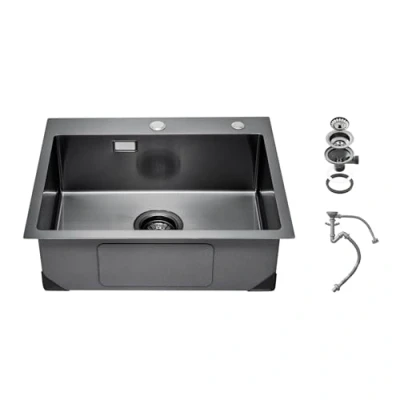 Image de VEVOR keukenspoelbak enkele bak inbouwspoelbak RVS 55x45x19cm spoelbak