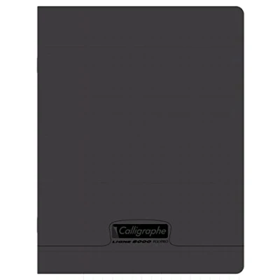 Image de Calligraphe 18950C Un Cahier Agrafé Noir (une Marque de Clairefontaine) 17x22 cm 192 Pages Grands Carreaux Papier Blanc 90 g Couverture Polypro Transparent