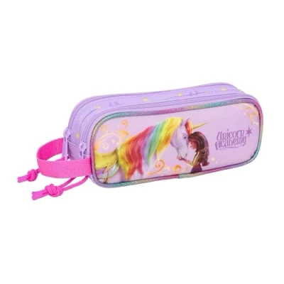 Image de safta Unicorn Academy Trousse Double pour Enfant, idéale Les Enfants d&#039;âge Scolaire, Confortable et Polyvalente, qualité résistance, 21 x 6 8 cm, Lilas, M, Décontracté