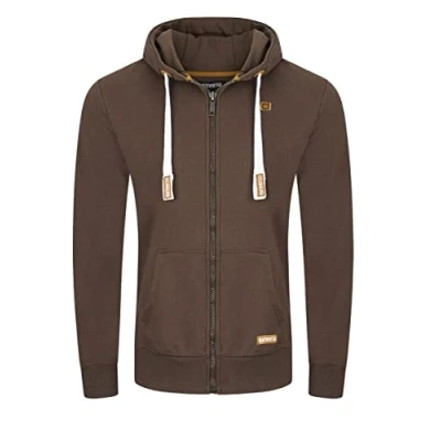 Image de riverso RIVNoah Veste à capuche, sweatshirt pour homme, avec fermeture éclair, unicolore, noir, en coton, disponible dans les tailles S, M, L, XL, 2XL, 3XL ,4XL et 5XL, Marron foncé (21400), XL