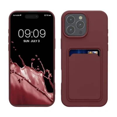 Image de kwmobile Housse Compatible avec Apple iPhone 16 Pro Max Coque de téléphone Compartiment Carte en Silicone Rouge Fauve