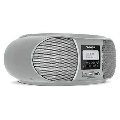 Image de TechniSat DIGITRADIO 1990 stéréo Boombox avec Radio Dab +/FM et Lecteur CD (Streaming Audio Bluetooth, Connexion Casque, USB, entrée AUX, Fonction de Charge, Horloge, 2 x 1,5 W) Argent
