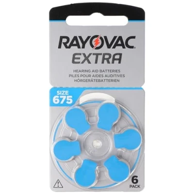Image de Rayovac 675AUX 6XEMF 675 Extra Advanced Lot de 6 Piles pour appareils auditifs Design 2018 avec Technologie Active Core