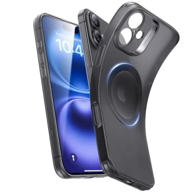 Image de ESR Coque pour iPhone 16 Plus, Commande de l’Appareil Photo, Compatible avec MagSafe, Protection Caméra, Anti Jaunissement et Rayures, Magnétique Noir Givré