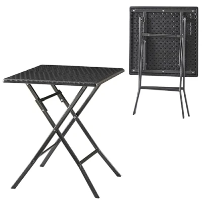 Image de Table de camping pliante Mark 62 x 73 cm effet rotin noir