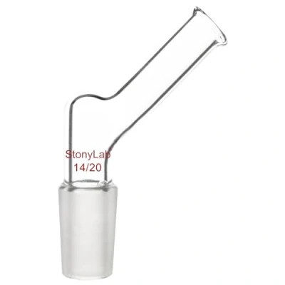 Image de stonylab Adaptateur en Verre Coudé, de Déversement Borosilicaté avec 14/20 Standard Articulation Interne Coulée Liquide pour Fournitures Laboratoire