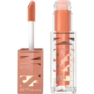 Image de Maybelline New York Blush Liquide Illuminateur Multi Usage Fard à Joues, Highlighter et Bronzer Bonne Mine Teint Hâlé Maquillage Glowy SUNKISSER Teinte : Downtown Rush 4,7 ml