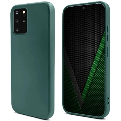 Image de Moozy Lifestyle. coque en silicone pour Samsung S20 Plus, vert foncé légère liquide avec finition mate et doublure microfibre douce, de qualité supérieure Neuf