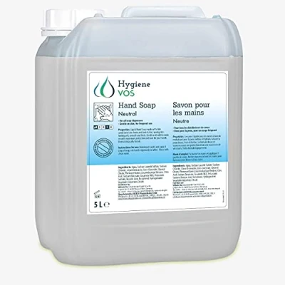 Image de Hygiene VOS Savon Liquide 5000ml Neutre pour les Mains pH une Utilisation Quotidienne. Formule Extra Douce et Ingrédients Biodégradables. Bouteille Économique de 5 Ltrs