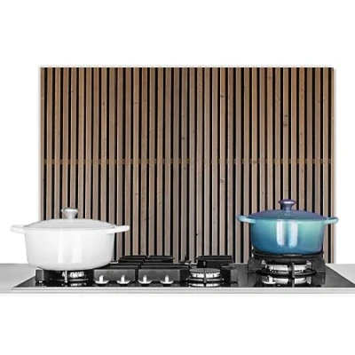 Image de KitchenYeah© Crédence pour la Cuisine Murale 90x60 cm Aluminium Accessoire Déco Protège Mur Plaque Anti Protection Vintage Bois Design Texture