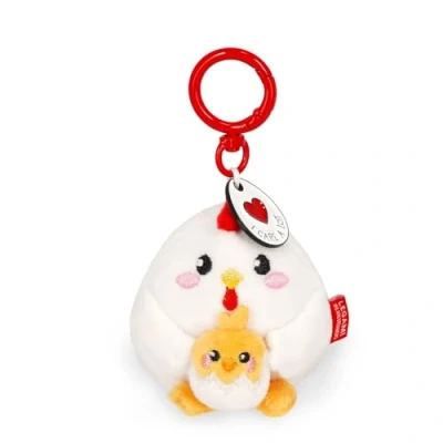 Image de LEGAMI Porte clés Super Soft! Thème Hen, en Peluche, Pendentif avec Message gravé et Mousqueton Zinc, 7x11 cm