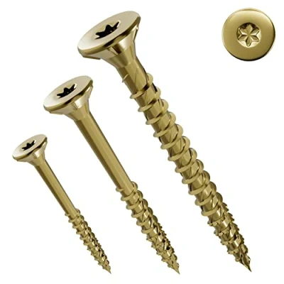 Image de Jet Fast Premium vis universelles 4,0 x 40 mm, 500 pièces, tête fraisée Duo, pointe autoforeuse, filetage complet, TX, zingué jaune, à bois, pour panneaux d&#039;aggloméré, Cut