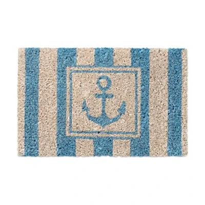 Image de Relaxdays Mini Paillasson enfants avec motifs ancre tapis entrée pour les petits fibres de coco sol chambre enfant antidérapant caoutchouc 1,5 x 40 25 cm,