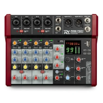 Image de Power Dynamics PDM Y601 Console de Mixage 6 Canaux avec Bluetooth Entrées Micro, Alimentation fantôme 48V