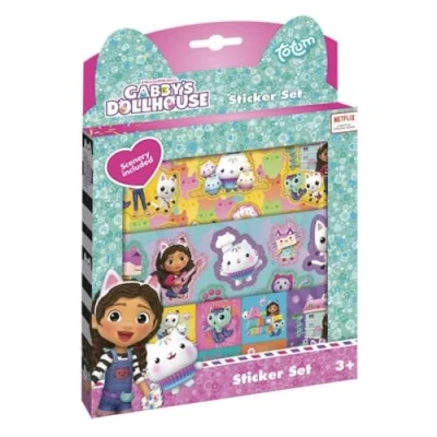 Image de Essentials Gabby&#039;s Dollhouse Lot d&#039;autocollants pour enfants Jouets colorés à offrir et jouer, ensemble de filles avec différentes couleurs motifs paysages