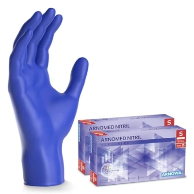 Image de ARNOMED gants jetables bleu océan, nitrile taille S, gant jetable 200 pièces (2 boîtes), en non poudrés &amp; sans latex, cuisine, a usage unique M, L XL