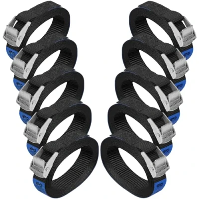 Image de Sangle à griffe d&#039;arrimage de fixation Noir 1m 2,5m 4m 6m charge maximale 250 kg DIN EN 12195 2, 10 pièces 2.5 cm x 1 m