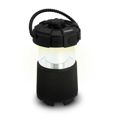 Image de METRONIC 477507 Lampe Enceinte Exterieur Bluetooth Idéal Jardin, Camping avec sa poignée de Transport, Lumière Led et Fonction Musique Rechargeable USB C Noir