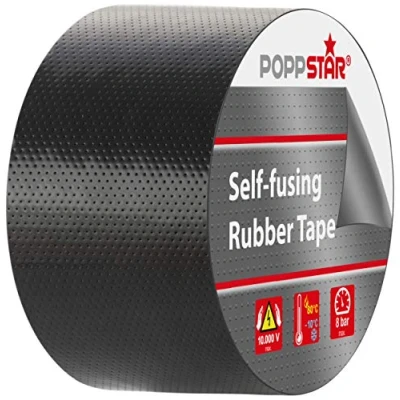 Image de POPPSTAR 2x Rubans isolants universel auto fusionnant (ruban d&#039;étanchéité, soudant), LxlxH 5 m x 50 mm 0,76 mm, noir