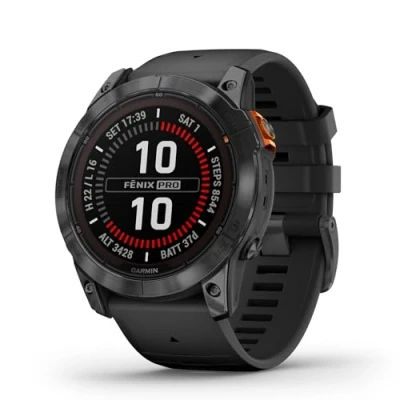 Image de Garmin fēnix 7X Pro, Solar Montre GPS Multisports connectée Gray avec Bracelet Noir Boîtier 51 mm