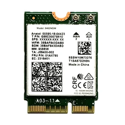 Image de BIlinli Adaptateur de Carte WiFi Double Bande sans Fil AC pour in tel 9462NGW CNVI NGFF M.2 Key E avec antennes 5.0 systèmes Win10