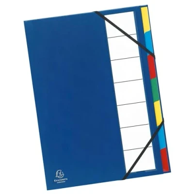 Image de Exacompta Réf. 55321E carton de 6 trieurs Ordonator avec élastiques couverture rigide en onglets neutres porte étiquette 7 compartiments dim 23,5x 33,5 cm pour A4 noir