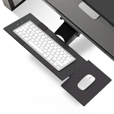 Image de Uncaged Ergonomics KT1 Under Desk Computer Keyboard Tray with Negative Tilt Black
