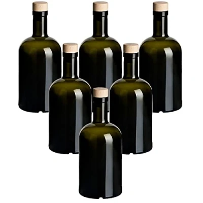 Image de gouveo Lot de 6 Bouteilles en Verre 500 ML Classic Antique avec Bouchons (HGK) Bouteille Vide 0,5 l à remplir pour Liqueur, gin, Huile, vinaigre (KFA500HGK)