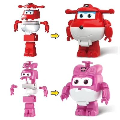 Image de Super Wings 2 in 1 Medium Blocks Transforming Figure Jett&amp;Dizzy, EC380512A