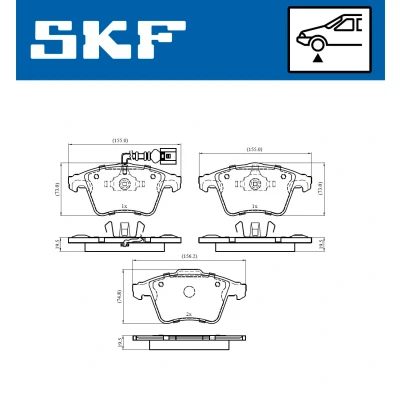 Image de SKF VKBP 80589 E Jeu de plaquettes frein contact signal d&#039;usure inclus VOLKSWAGEN: Transporter 5