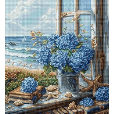 Image de Luca S BU5065 Kit de broderie au point croix compté pour adultes Motif vue sur la mer
