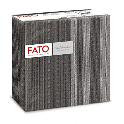 Image de Fato, serviettes en papier, airlaid, effet textile, paquet de 50 serviettes, format 40x40 pliées 4, motif tweed noir