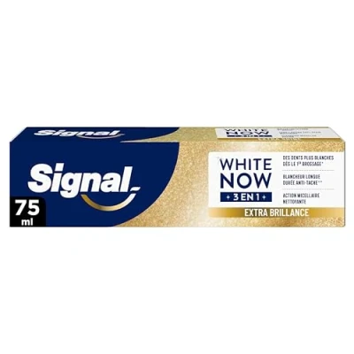Image de Signal White Now Dentifrice 3 en 1 Hello Glow Sourire éclatant Blancheur Longue Durée Anti Tache Action Micellaire Nettoyante 96% d&#039;ingrédients d&#039;origine naturelle 75ml