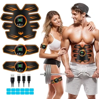 Image de LEMENG Electrostimulateur Musculaire, Ceinture Abdominale Electrostimulation, Stimulateur Musculaire Electrique, EMS Abdominales Cinturón Femme Homme pour Abdomen/Bras/Jambes
