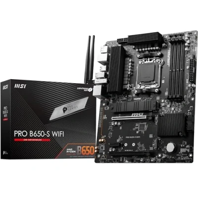 Image de MSI Pro B650 S WiFi Carte mère, ATX pour Les processeurs AMD Ryzen 9000, 8000 &amp; 7000, AM5 DDR5 Memory Boost 6000+MHz/OC, 2 x PCIe 4.0 x16, M.2 Gen4, Wi FI 6E